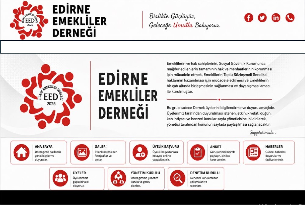 Edirne Emekliler Derneği ana sayfa